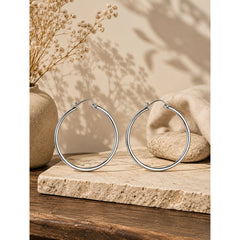 925 Sterling Silver Classic Hoop Earrings for Women Round Minimalist Circular Design