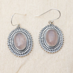 Rose Quartz Silver Earring