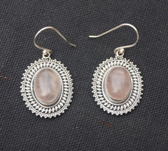 Rose Quartz Silver Earring