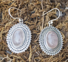 Rose Quartz Silver Earring