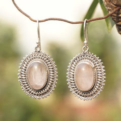 Rose Quartz Silver Earring