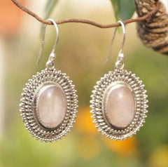 Rose Quartz Silver Earring