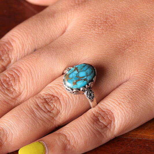 925 Silver Turquoise Ring  Sky Blue Gemstone Sterling Silver Jewelry, Elegant Handmade Women’s Ring for Fashion & Gifting