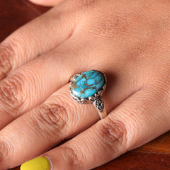 925 Silver Turquoise Ring  Sky Blue Gemstone Sterling Silver Jewelry, Elegant Handmade Women’s Ring for Fashion & Gifting