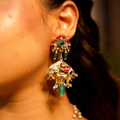 Kamadhenu – Multistone Gold-Plated Silver Earrings