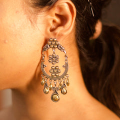 Jharokha – Antique Silver Statement Earrings