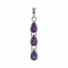 925 Sterling Silver Amethyst Pendant with 18 Inch Chain |  Gemstone Pendant Necklace | Handmade Jewelry Gift