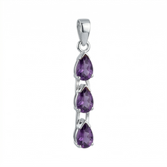 925 Sterling Silver Amethyst Pendant with 18 Inch Chain |  Gemstone Pendant Necklace | Handmade Jewelry Gift