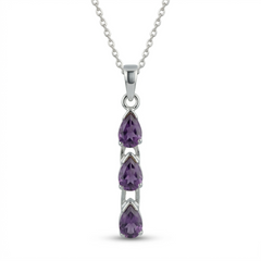925 Sterling Silver Amethyst Pendant with 18 Inch Chain |  Gemstone Pendant Necklace | Handmade Jewelry Gift