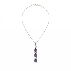 925 Sterling Silver Amethyst Pendant with 18 Inch Chain |  Gemstone Pendant Necklace | Handmade Jewelry Gift