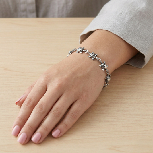 925 Sterling Silver turtle  Bracelet for Women | Classic Plain Silver Bracelet | Minimal Elegant Daily Wear Jewelry | Handmade Gift for Women