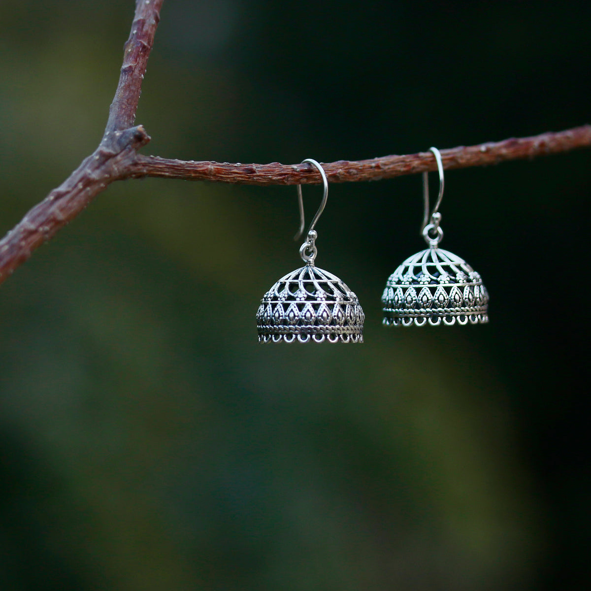 925 Silver Earring traditional Jhumki in cut work Handmade design light weight & comfortable with ball earwire.