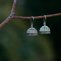 925 Silver Earring traditional Jhumki in cut work Handmade design light weight & comfortable with ball earwire.