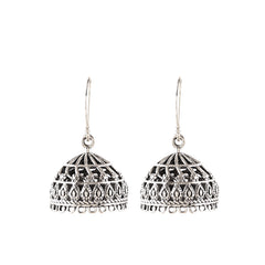 925 Silver Earring traditional Jhumki in cut work Handmade design light weight & comfortable with ball earwire.