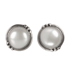 925 Sterling Silver Pearl Stud Earrings for Women | Classic White Handmade Eartops | Bridal & Daily Jewelry