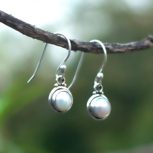 925 Sterling Silver Pearl Earrings for Women | Elegant Pearl Jewelry | Classic Handmade Earrings