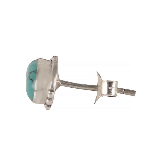 925 Sterling Silver Turquoise Stud Earrings for Women |Handmade Push Back Eartops | Boho Daily Jewelry