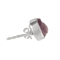 Fusionari 925 Silver Raw Amethyst Stud Earrings | Handmade Natural Stone: Uncut Amethyst Stone | Lightweight Women’s Jewelry