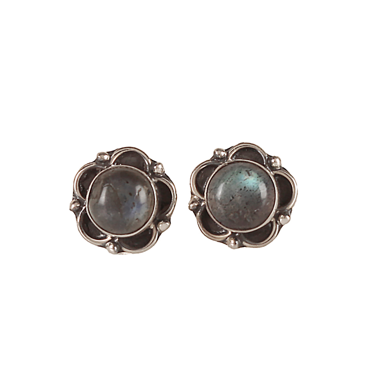 925 Sterling Silver Labradorite Stud Earrings for Women | Mystical Blue Handmade Push Back Eartops | Daily & Party Jewelry