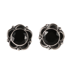 925 Sterling Silver Black Onyx Stud Earrings for Women | Chic Handmade Push Back Eartops | Daily & Party Jewelry