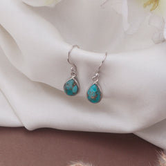 925 Sterling Silver Turquoise Drop Earrings for Women | Bohemian Gemstone Jewelry | Handcrafted Gift