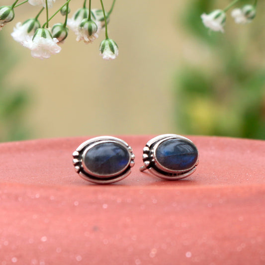 925 Sterling Silver  Labradorite Stone Eartops - Elegant Boho-Chic Jewelry for Women