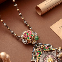 925 Sterling Silver Gold Plated Multistone Necklace for Women | Designer Handmade Jewelry | Vibrant Party Wear|| (Copy)