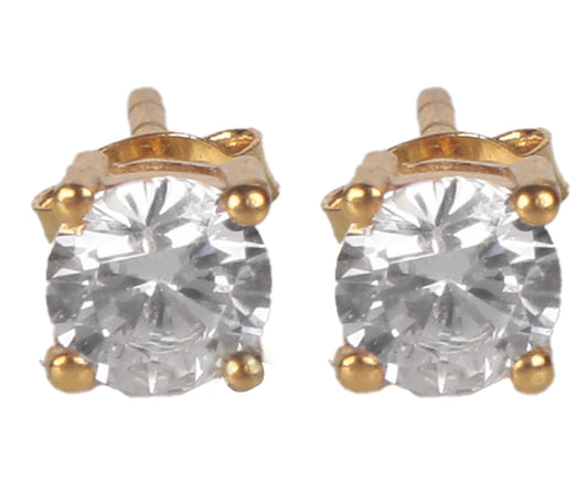 925 Sterling Silver Gold Plated  AD Zircon Stud| Authentic Silver Jewelry | Handcrafted Elegant Gift