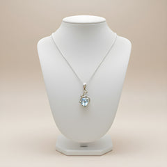 Fusionari 925 Sterling Silver Blue Topaz Pendant Necklace for Women with 18" Chain | Handmade Minimalist Jewelry | Unique Healing Crystal Design | Size 3.3x1.5 cm | One Piece
