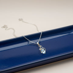 Fusionari 925 Sterling Silver Blue Topaz Pendant Necklace for Women with 18" Chain | Handmade Minimalist Jewelry | Unique Healing Crystal Design | Size 3.3x1.5 cm | One Piece