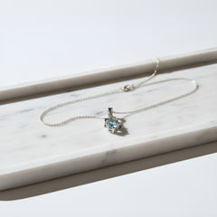 Fusionari 925 Sterling Silver Blue Topaz Pendant Necklace for Women with 18" Chain | Handmade Minimalist Jewelry | Unique Healing Crystal Design | Size 3.3x1.5 cm | One Piece