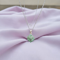 Fusionari 925 Sterling Silver Emerald Pendant Necklace for Women with 18" Chain | Handmade Minimalist Jewelry | Unique Healing Crystal Design | Size 2.1x1.4 cm | One Piece