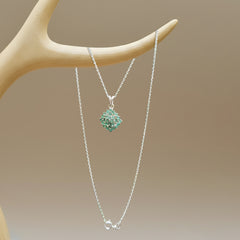 Fusionari 925 Sterling Silver Emerald Pendant Necklace for Women with 18" Chain | Handmade Minimalist Jewelry | Unique Healing Crystal Design | Size 2.1x1.4 cm | One Piece