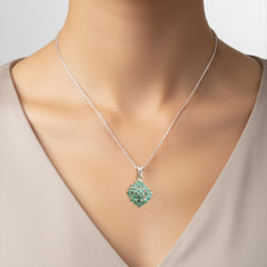 Fusionari 925 Sterling Silver Emerald Pendant Necklace for Women with 18" Chain | Handmade Minimalist Jewelry | Unique Healing Crystal Design | Size 2.1x1.4 cm | One Piece