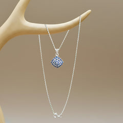 Fusionari 925 Sterling Silver Blue Sapphire Pendant Necklace for Women with 18" Chain | Handmade Minimalist Jewelry | Unique Healing Crystal Design | Size 2.1x1.4 cm | One Piece