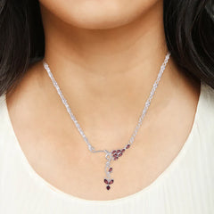 Fusionari 925 Sterling Silver Garnet Necklace for Women | Handcrafted Red Gemstone Jewelry | Elegant Designer Piece
