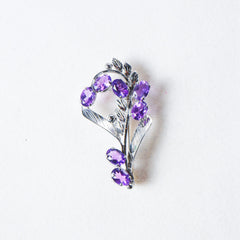 Silver Amethyst Brooch