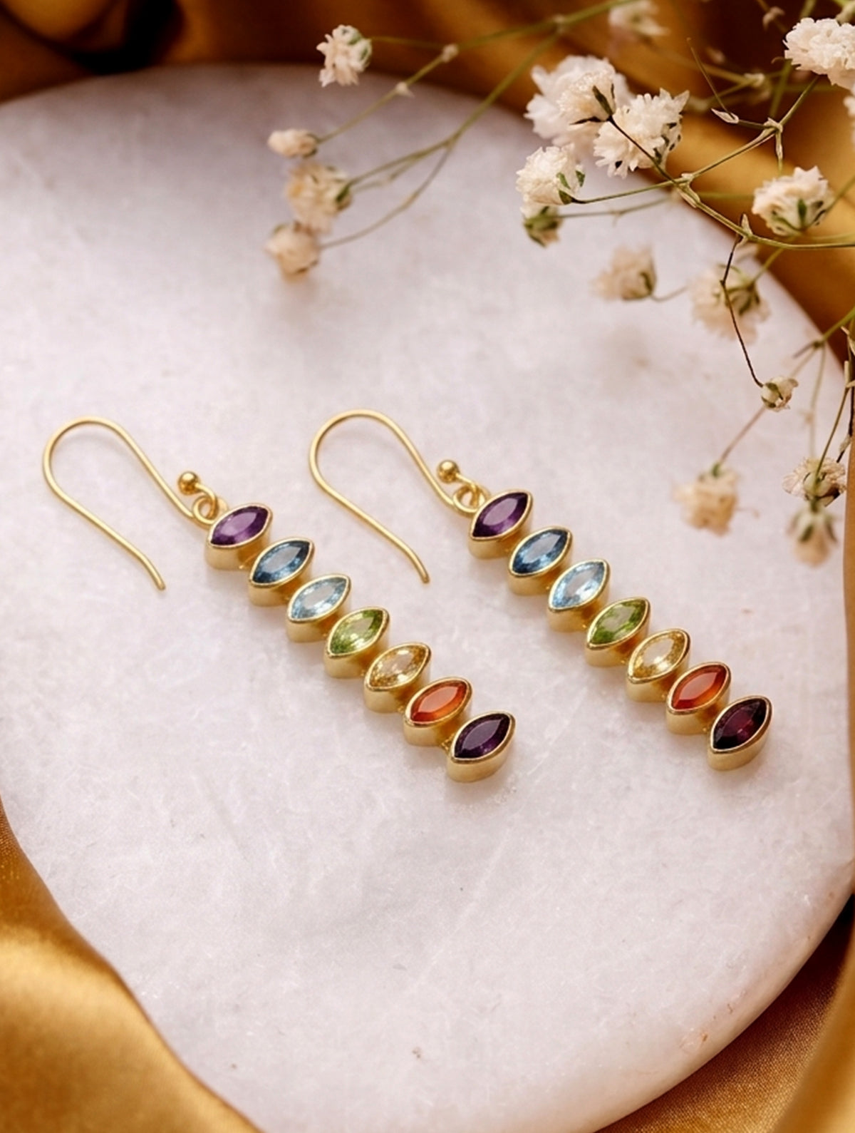 Silver Gold Plated Chakra Earrings