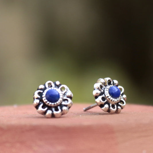 Silver Lapis Lazuli Eartops