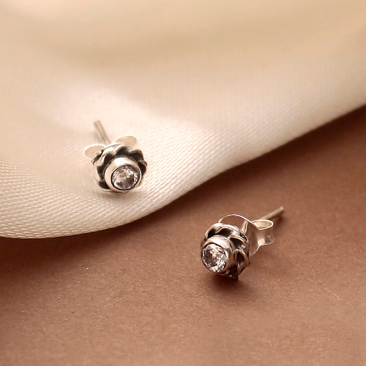 Silver Zircon Eartops
