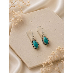 925 Sterling Silver Turquoise Firoza Stone Drop Earrings