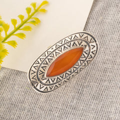 Fusionari 925 Sterling Silver Carnelian Ring for Women | Handmade Minimalist Jewelry | Unique Healing Crystal Design | Size 4.1x2 cm | One Piece