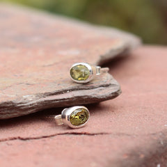 925 Sterling Silver Peridot Stud Earrings