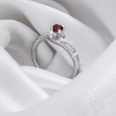 925 Sterling Silver Garnet Ring for Women | Authentic Silver Jewelry | Handcrafted Elegant Gift