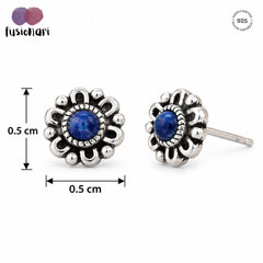Mogra – Lapis lazuli Silver Stud Earrings
