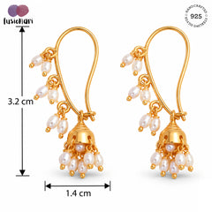 Aamra – Mango Jhumka Pearl Gold-Plated Silver Earrings