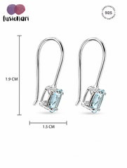 Piyal –  Blue Topaz Silver Drop Earrings