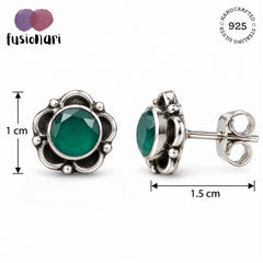 Gulnar – Green Onyx Silver Stud Earrings
