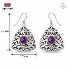 925 Silver Handmade Amethyst Round Gemstone Earring