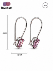 Piyal – Pink AD Zircon Silver Drop Earrings